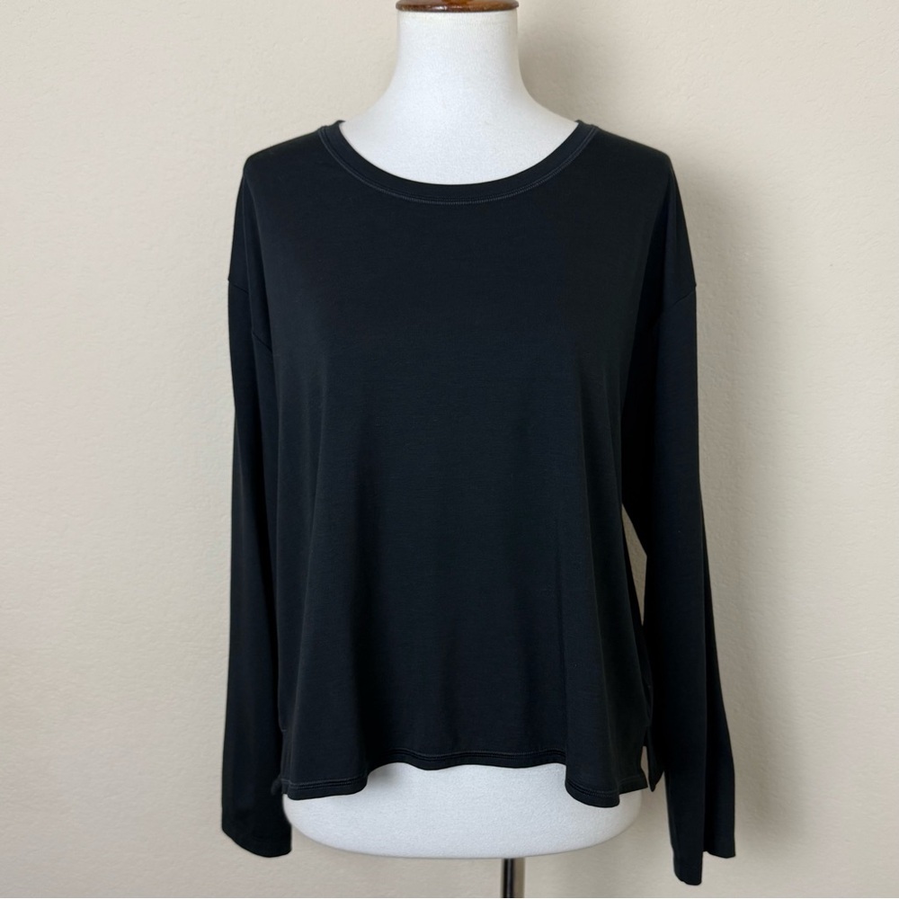 Johnny Was Calme Effect‎ Long Sleeve Black T-Shirt Women Size Large Lounge - Picture 3 of 13